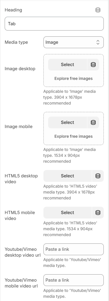 banner with thumbnails tab block